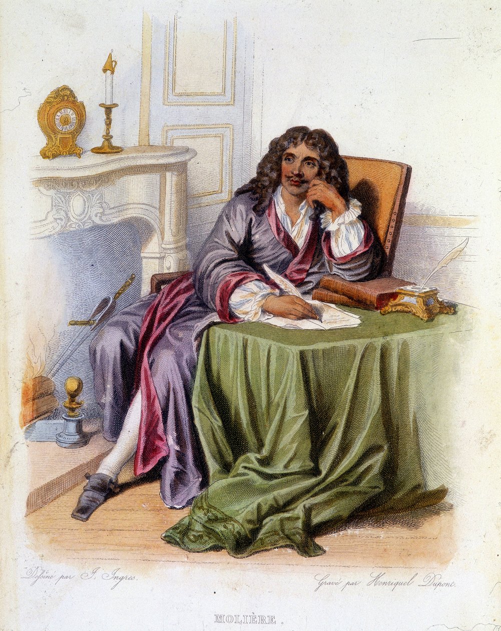 Jean-Baptiste Poquelin dit Molière'in portresi, Fransız oyun yazarı ve oyuncu (1622-1673) - “Le Plutarque francais”, Ed. Mennechet by Unknown artist