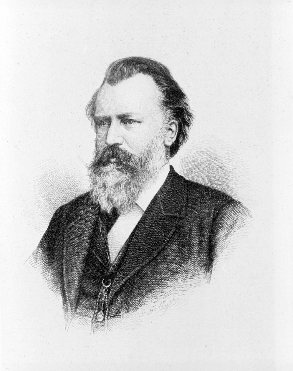 Johannes Brahms'ın (1833 - 1897) portresi. by Unknown artist