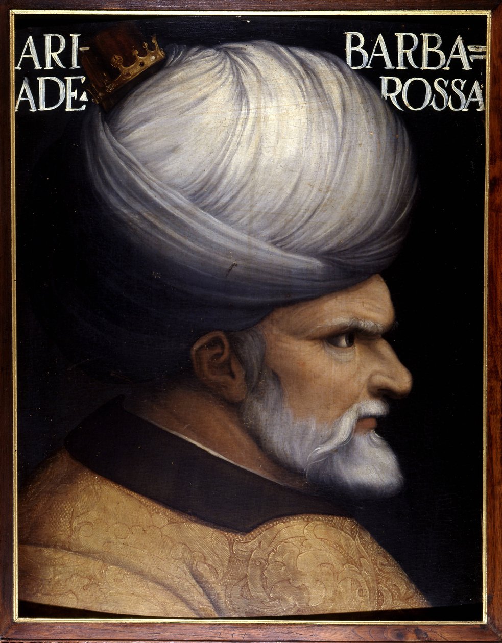 Cezayir Naipliği'nin kardeşi ile birlikte kurucusu olan Khayr Al-Din Barberousse'nin (1476 -1546) portresi, Osmanlı padişahının vasalı ve Charles V. 16. yüzyıl resmine karşı Fransa'nın müttefikiydi. Uffizi Müzesi, Floransa. by Unknown artist