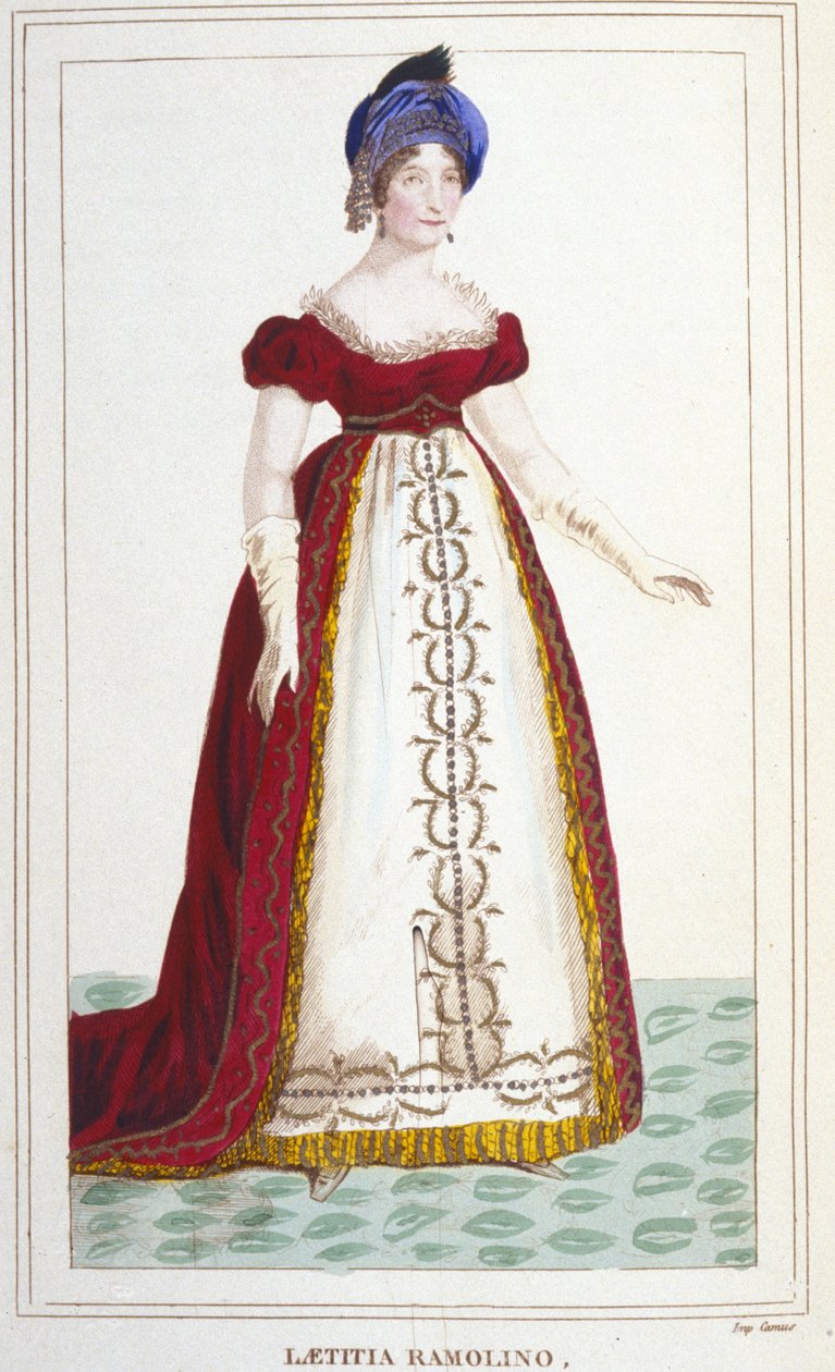Laetitia Bonaparte'ın (Letizia Maria Ramolino) portresi (1750-1836), 1. Napolyon'un annesi. 1830 gravürü by Unknown artist