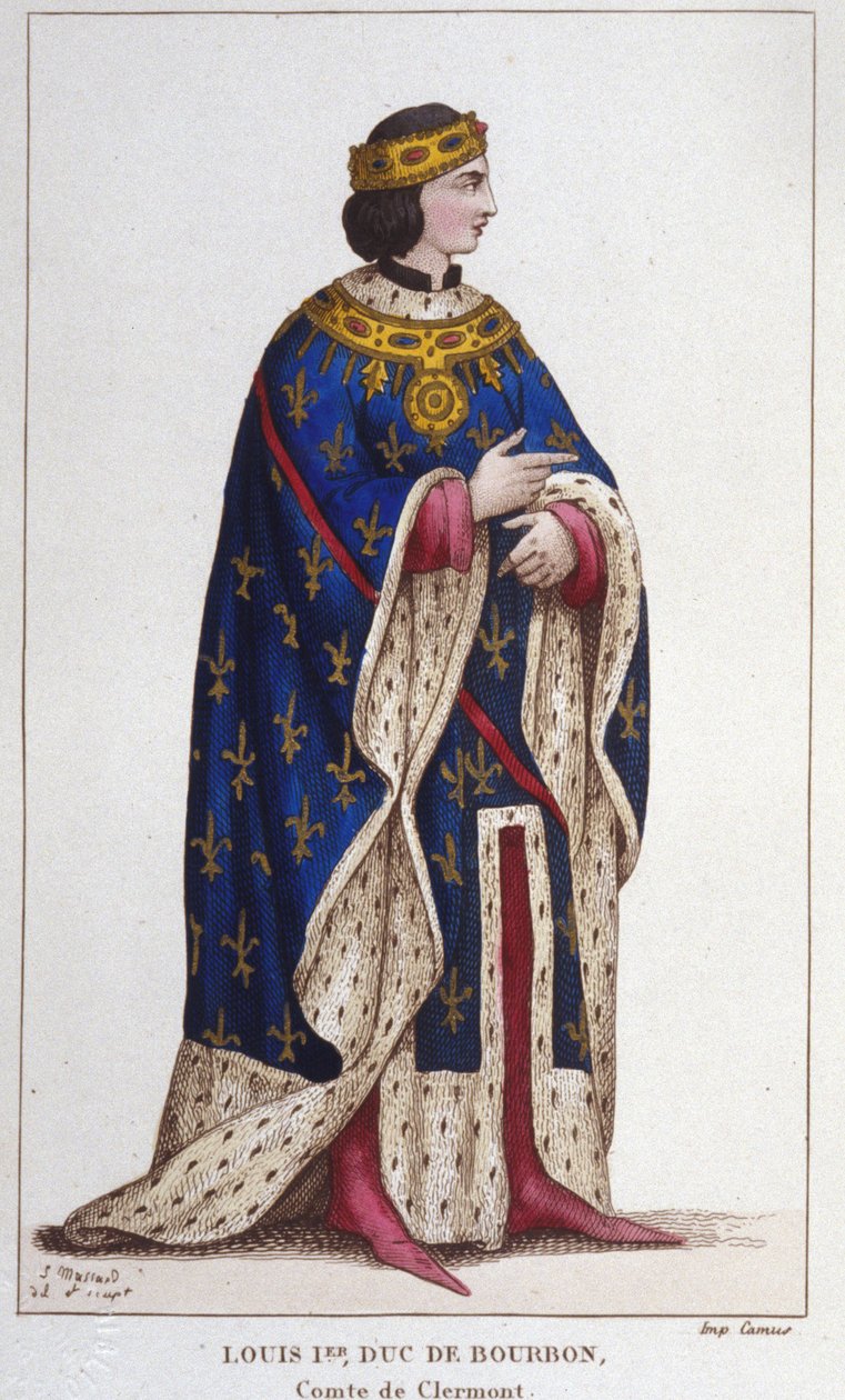 Bourbon Boiteux'lu I. Louis'in portresi (1279-1342), Clermont Kontu (1310), Bourbonnais Dükü, La Marche Kontu ve Castres (1327). 1830 gravürü by Unknown artist