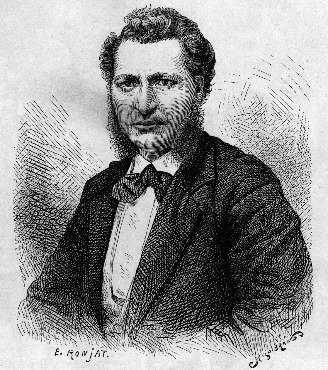Louis Riel (1844-1885), Kanadalı politikacı ve Metis halkının savunucusu portresi. “Le dergi de la jeunesse” üzerine gravür by Unknown artist