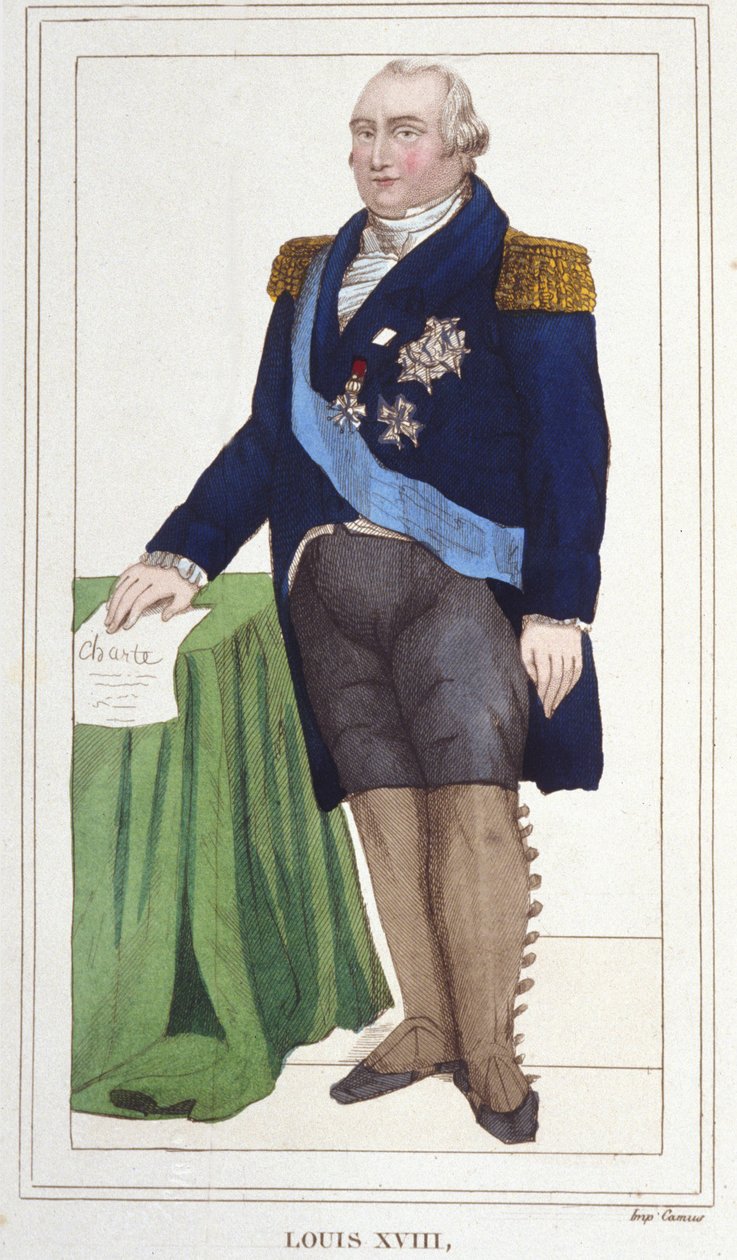Louis XVIII (1755 - 1824), Fransa Kralı 1830 gravür portresi. by Unknown artist