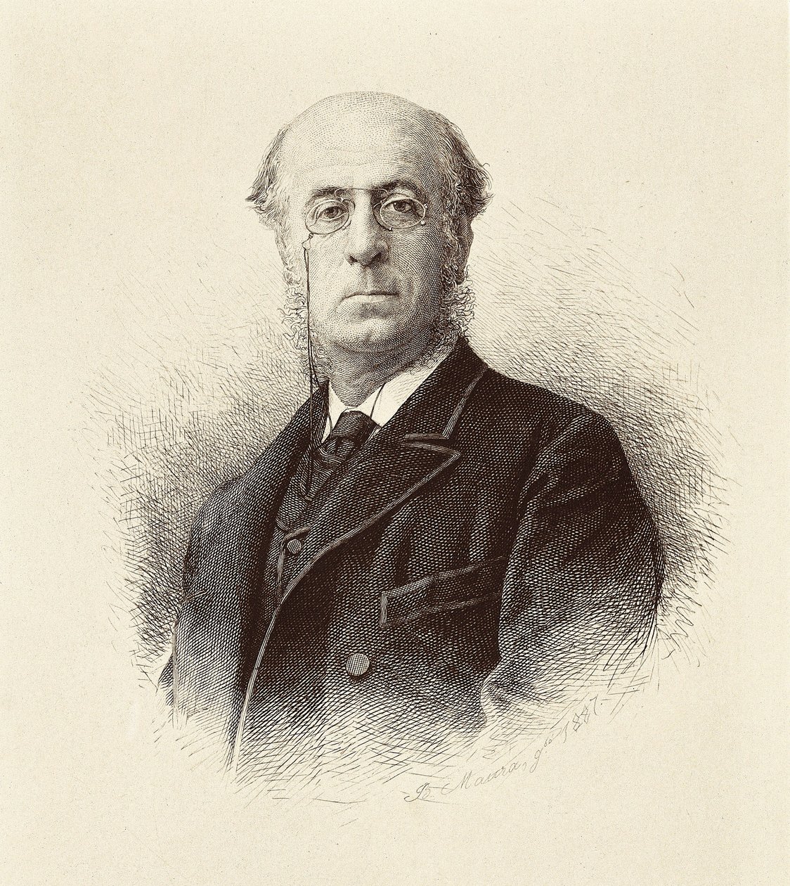 Manuel SILVELA Y LA VIELLEUZE (1830-1892), İspanyol politikacı portresi. Madrid. Milli Kütüphane Gravür. by Unknown artist