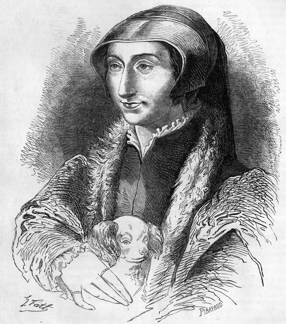 Navarre Margaret portresi (Valois Marguerite, Angouleme Marguerite veya Fransa Marguerite (1492-1549) Navarre Kraliçesi ve şair, Francois 1