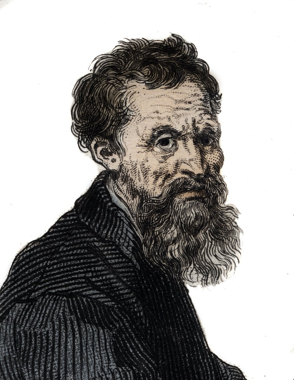 Michelangelo Buonarroti İtalyan heykeltıraş portresi - Michelangelo Buonarroti dit Michel Ange (Michelangelo veya Michelangelo) portresi by Unknown artist