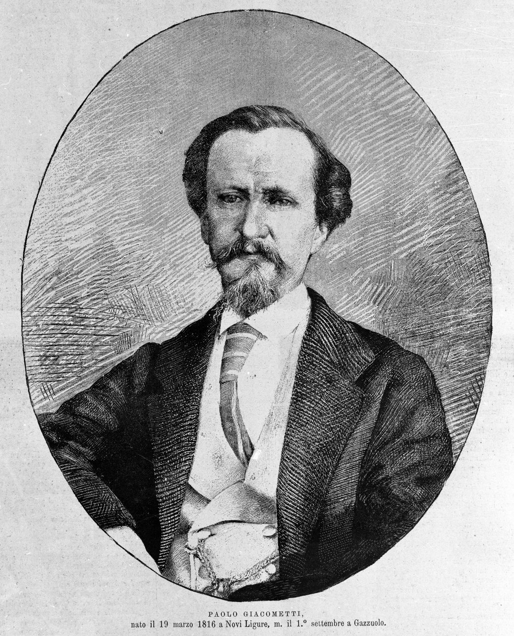 İtalyan yazar Paolo Giacometti'nin (1816-1882) portresi. by Unknown artist