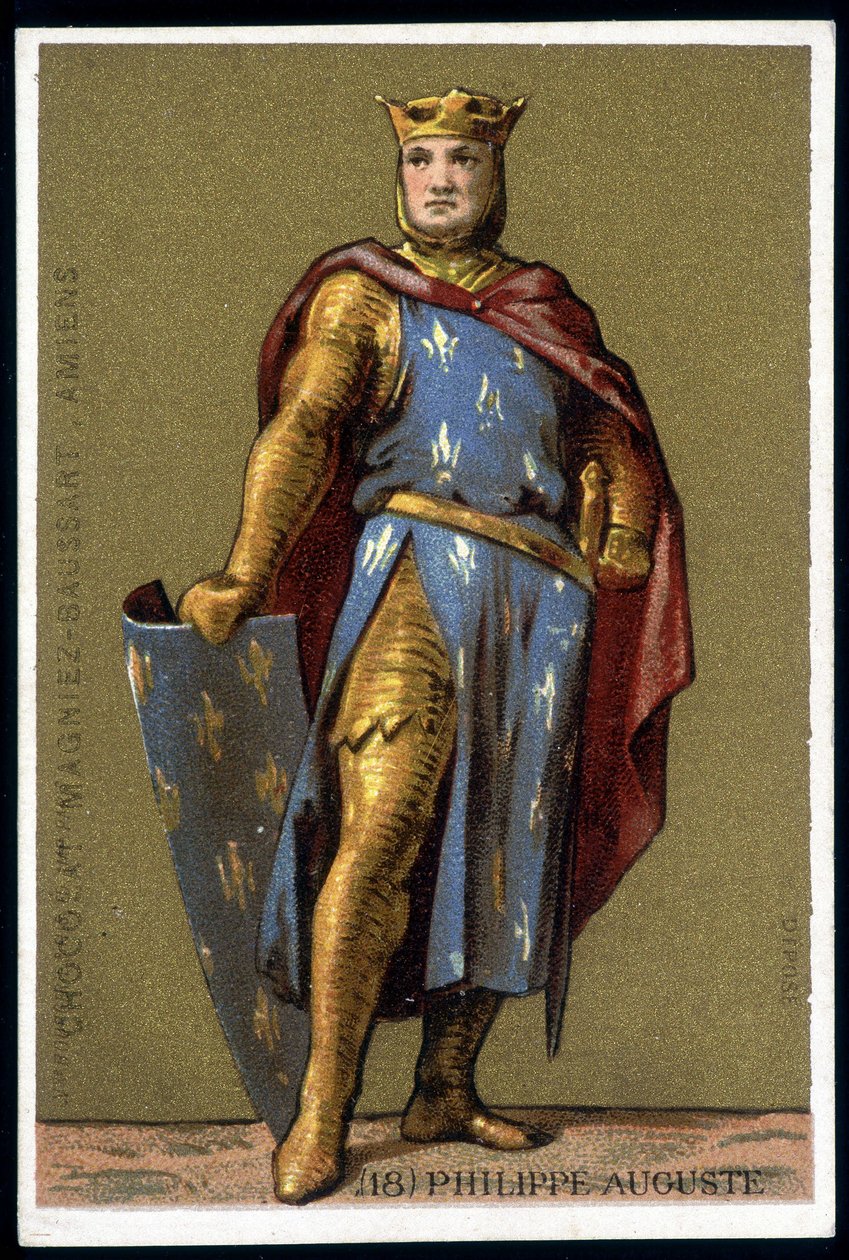 Philippe Auguste'un savaş giysili portresi - kromo, 19. yüzyılın sonlarında by Unknown artist