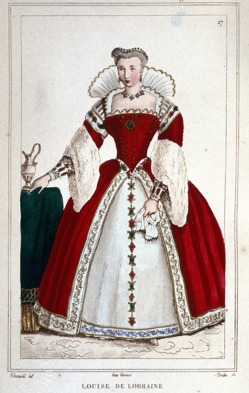 Lorraine Kraliçesi Louise'in portresi (1553 - 1601), III. Henry'nin karısı. 1830 gravürü. by Unknown artist