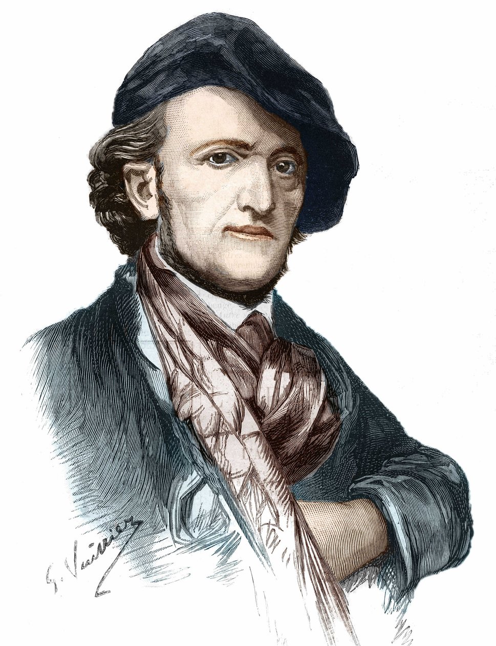 Richard Wagner (1813-1883), Alman besteci ve oyun yazarı portresi. by Unknown artist