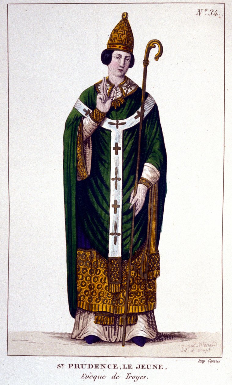 Troyes Eveque de Troyes (9. yüzyıl) tarafından Aziz Prudence portresi. by Unknown artist