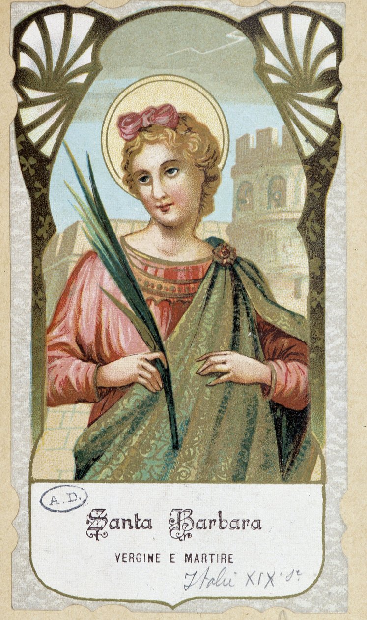 “Santa Barbara bakire ve şehit” portresi, İtalyan dindar görüntüsü by Unknown artist