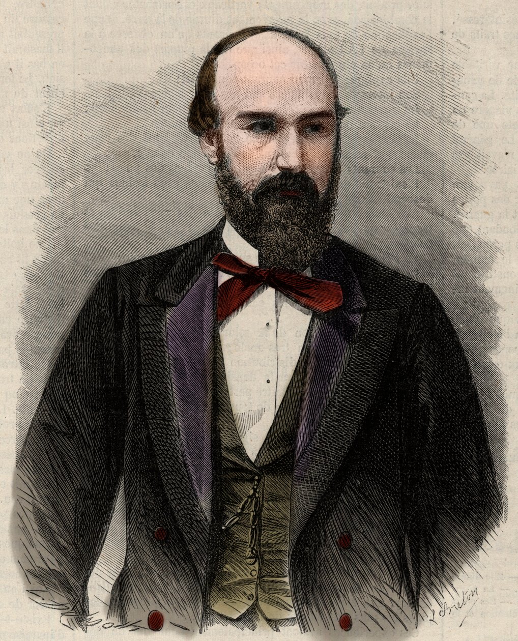 Santos Gutierrez (1820-1872) politikacı ve Kolombiya Birleşik Devletleri eski başkanının portresi. “” L