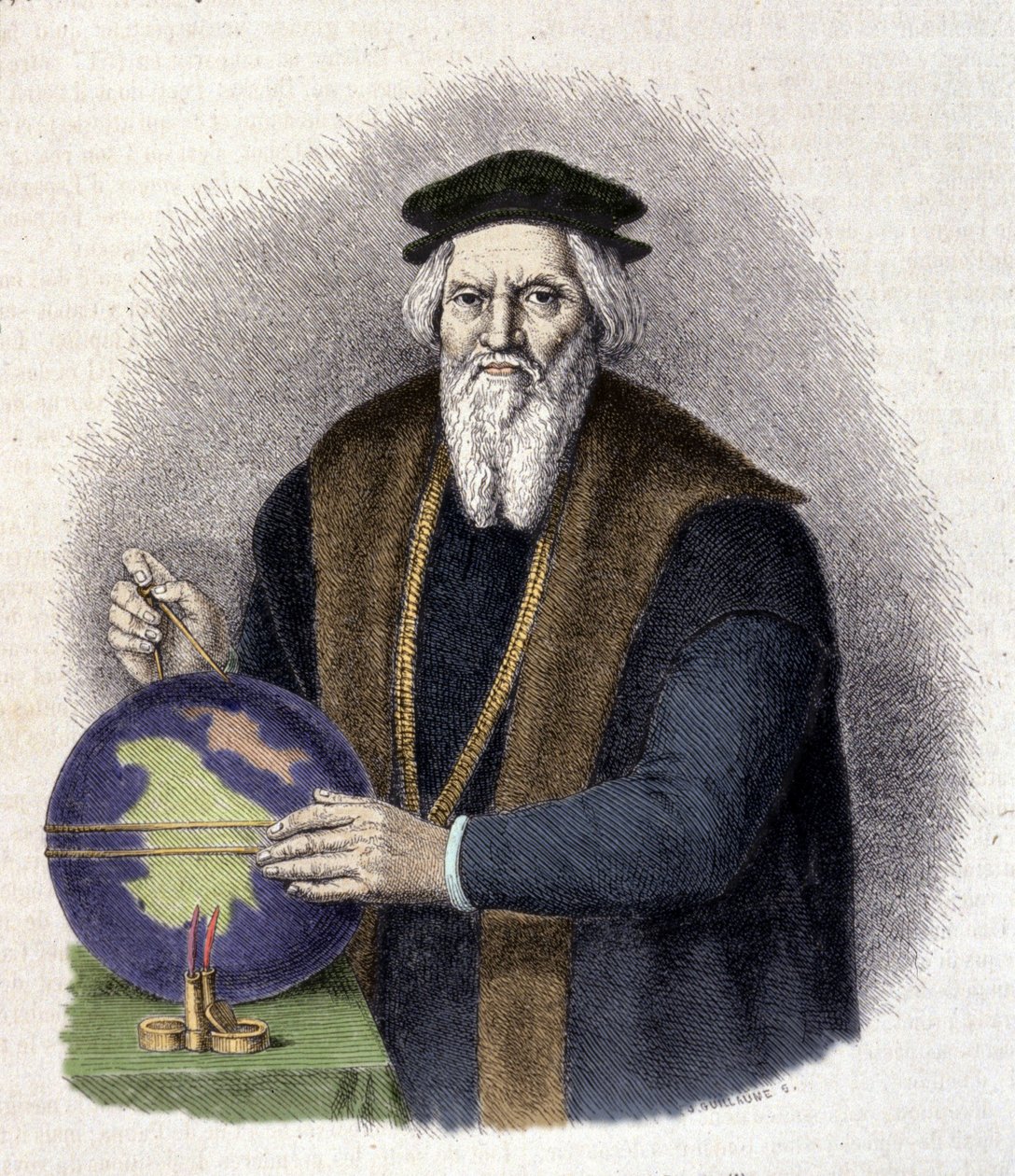 Sebastien Cabot (1476-1557), İtalyan denizci portresi. (Sebastiano Caboto). by Unknown artist