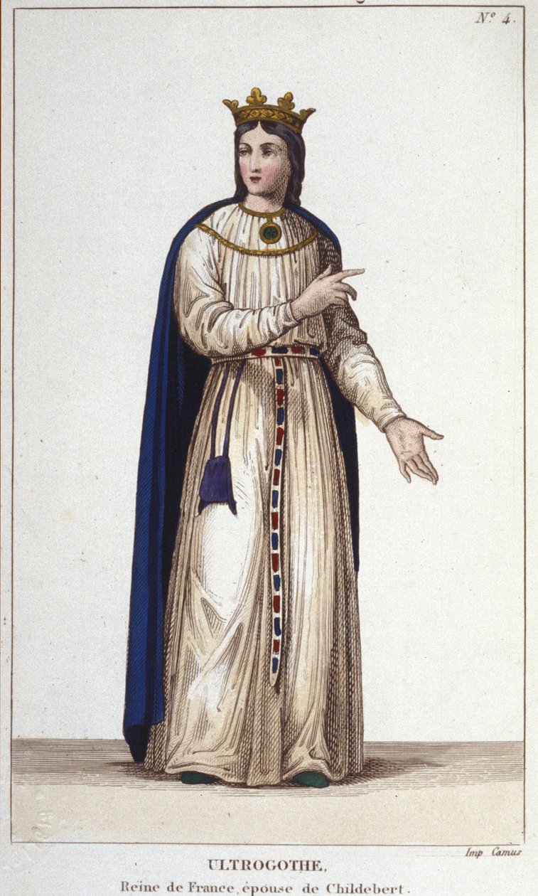 Fransa Kraliçesi Ultrogothe'nin portresi ve Childebert 1st'in karısı. by Unknown artist