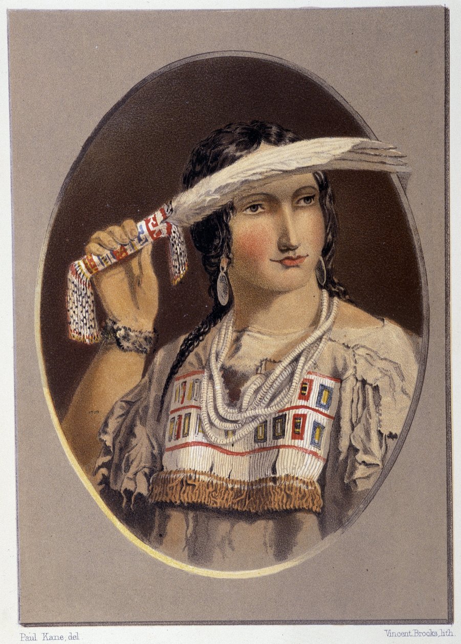 Karışık bir Kızılderili portresi - Paul Kane, Longmans & Roberts, Londra tarafından “” Kuzey Amerika Kızılderilileri arasında bir sanatçının dolaşması”nda by Unknown artist