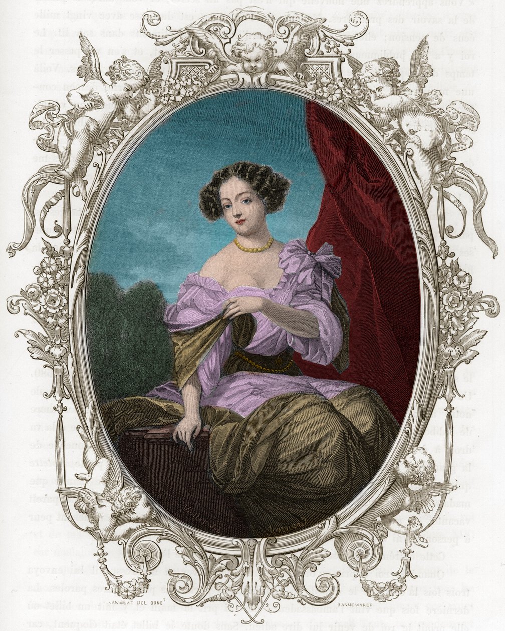 Düşes Portresi (Matmazel) Fontanges (1661-1681), favori Louis XIV - İlk yazarlarımız tarafından “Dünyanın Kraliçeleri”nde 1862 gravürü - J G D ARMENGAUD yönetiminde yayınlandı by Unknown artist