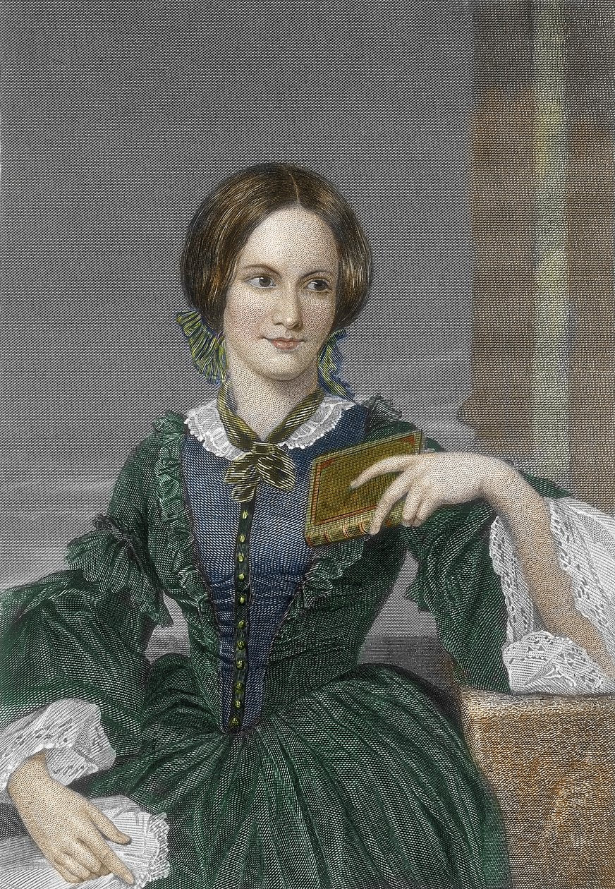İngiliz romancı Charlotte Bronte'nin portresi (1816-1855) (İngiliz yazar Charlotte Bronte'nin portresi) Gravür 19. yüzyıl Özel koleksiyon by Unknown artist