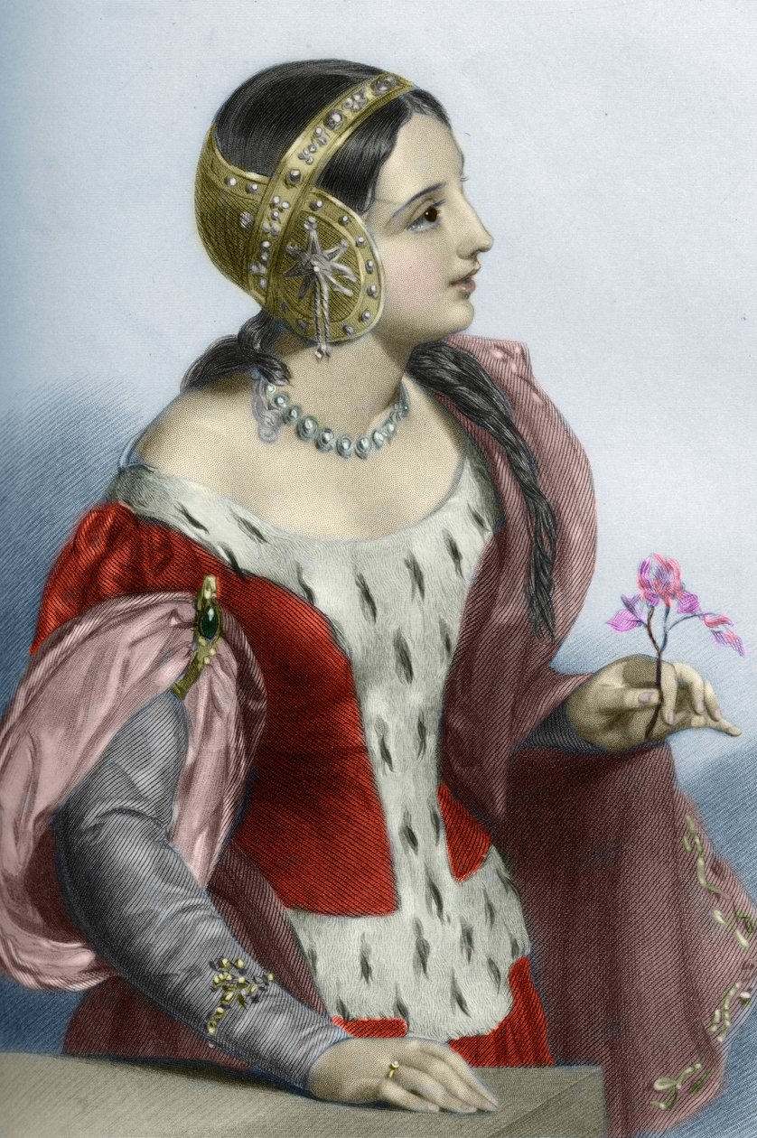 İngiltere Kraliçesi Fransa Isabelle'in Portresi (Fransa Isabella) (1295-1358), Kral I. Edward'ın Kraliçe eşi. 19. yüzyıl (gravür) by Unknown artist