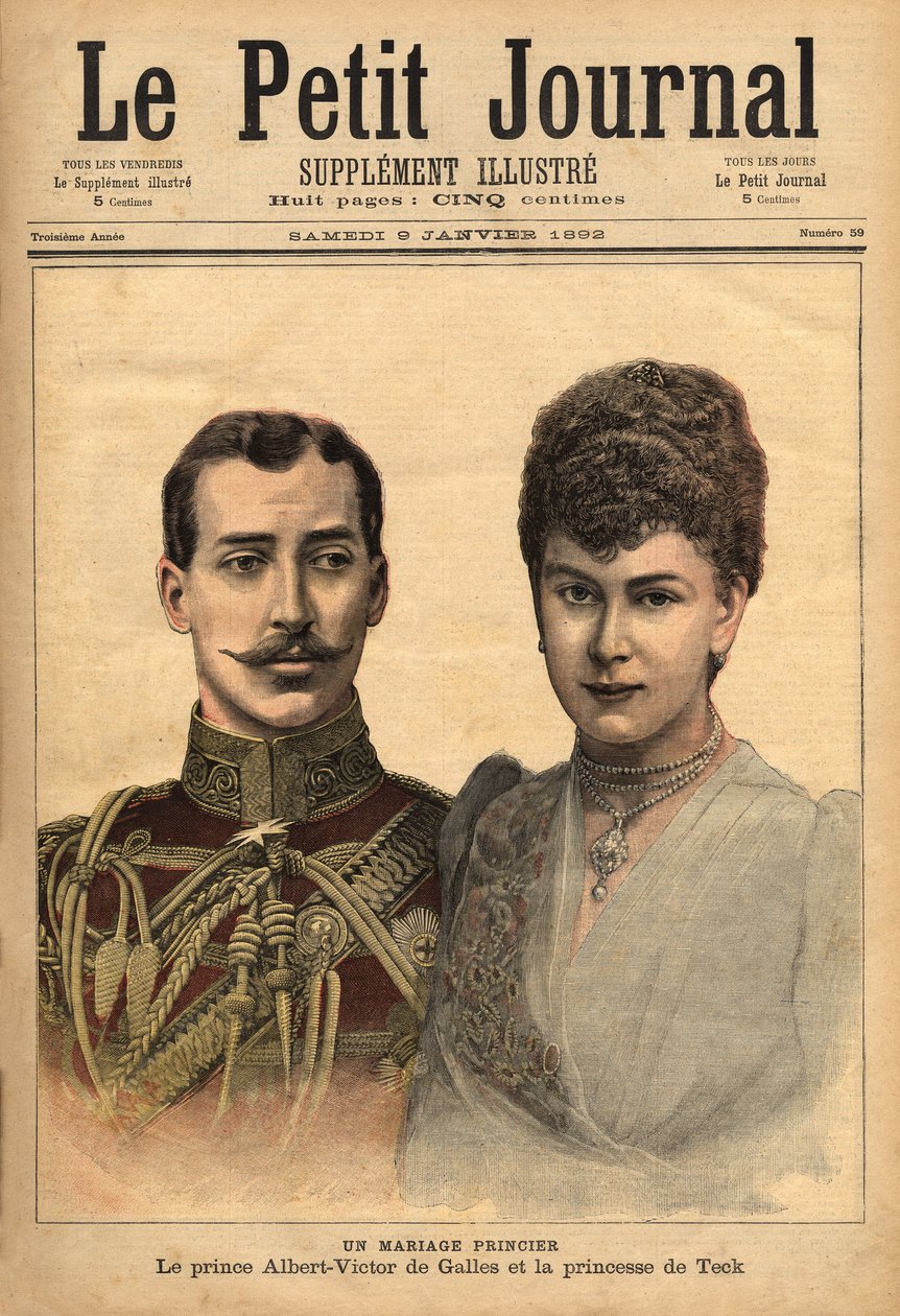 Evliliklerinin duyurulması vesilesiyle, Prens Albert Victor, Clarence Dükü ve Avondale