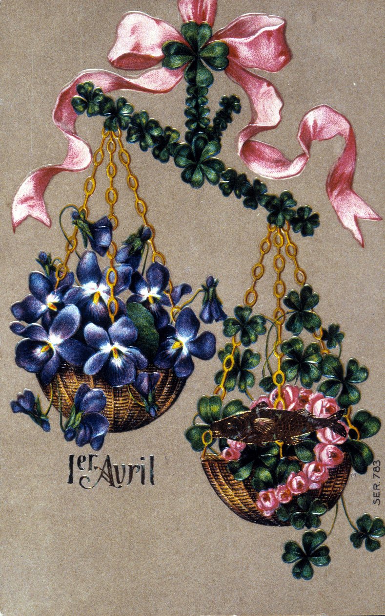 1 Nisan için kartpostal. by Unknown artist
