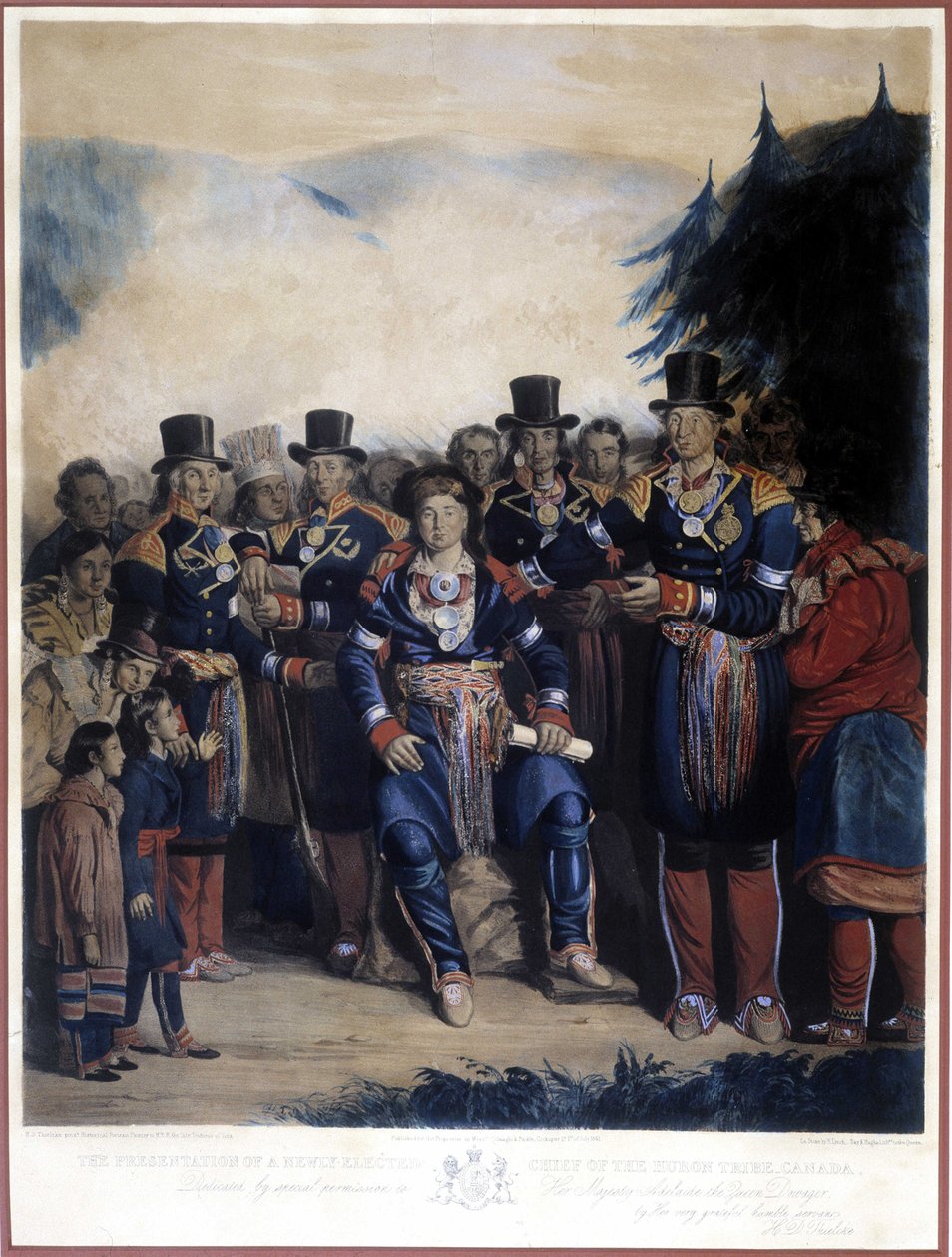 Kanada Huron Kızılderililerinin yeni seçilen Şefinin Sunumu by Unknown artist