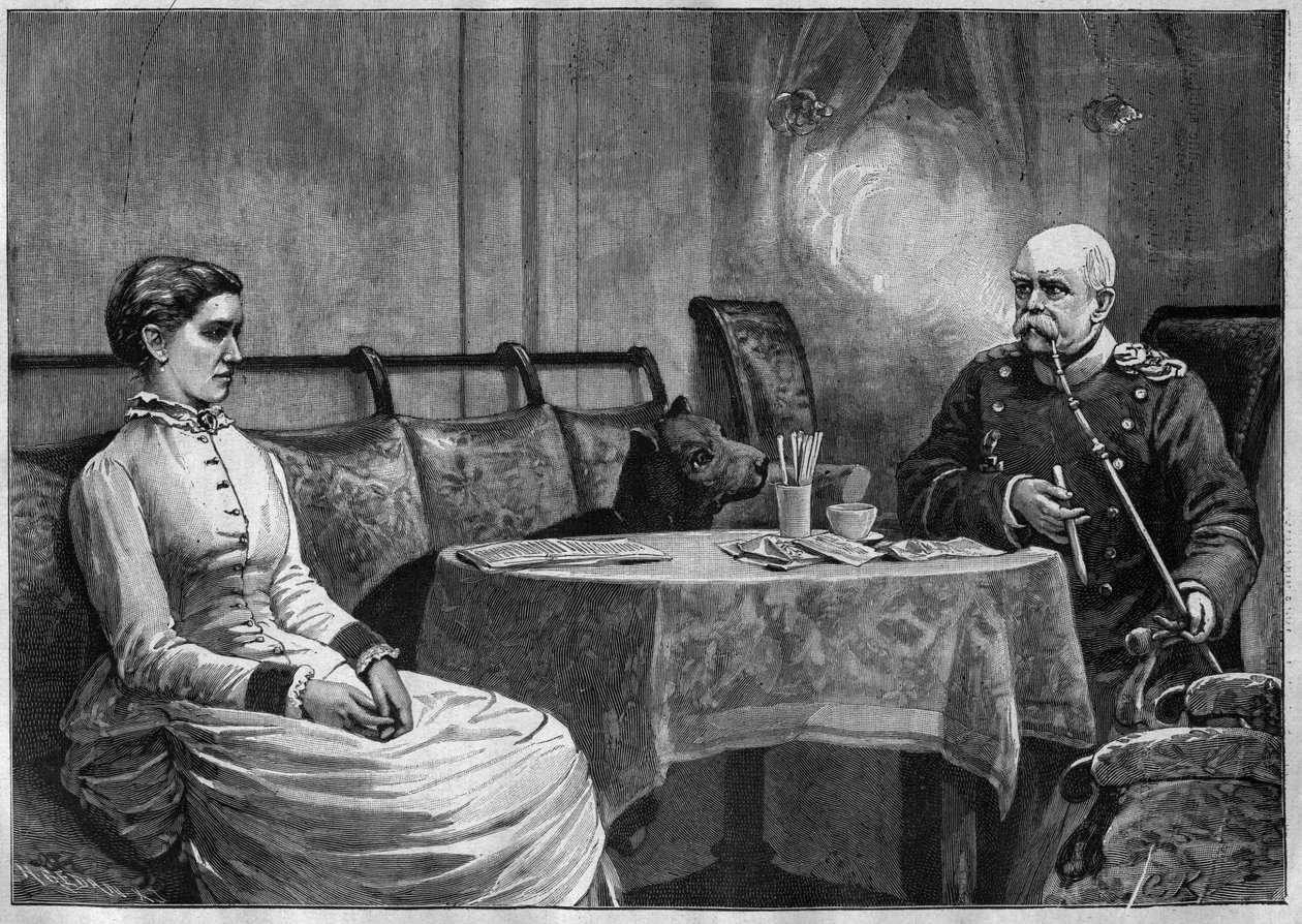 Prens Otto von Bismarck (1815-98) ve eşi Johanna (1824-94) - 1887 gravürü by Unknown artist
