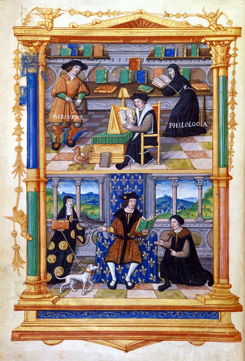 Prens fizik, filoloji, din ve bakım öğreniyor - Guillaume Bude (Budee) (Budaeus) (1467-1540) tarafından “” Bir prensin talimatından”” by Unknown artist
