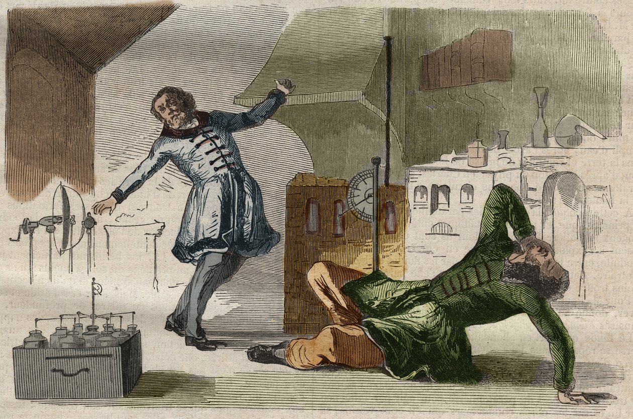Profesör Georges Guillaume (Wilhelm) Richmann (1711-1753), bir elektrometre deneyini takiben atölyesinde öldü. by Unknown artist