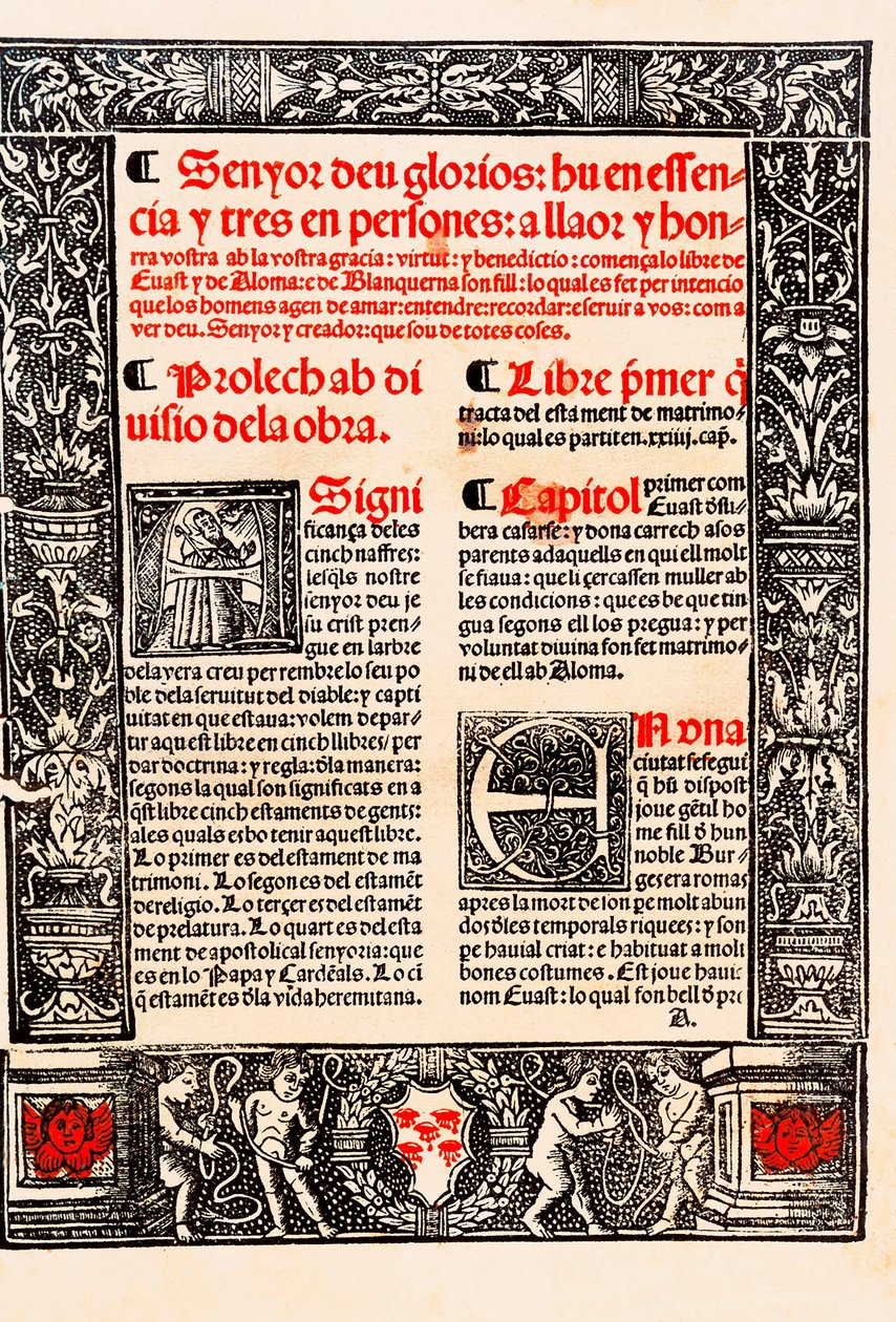 Raymond Lulle'nin Katalanca Ramon Llull, İspanyolca Raimundo Lulio (Lullo) (Lull), Katalan filozof, ilahiyatçı ve şair (1235-1315) dilinde "" Blanquerna "”nın önsözü by Unknown artist