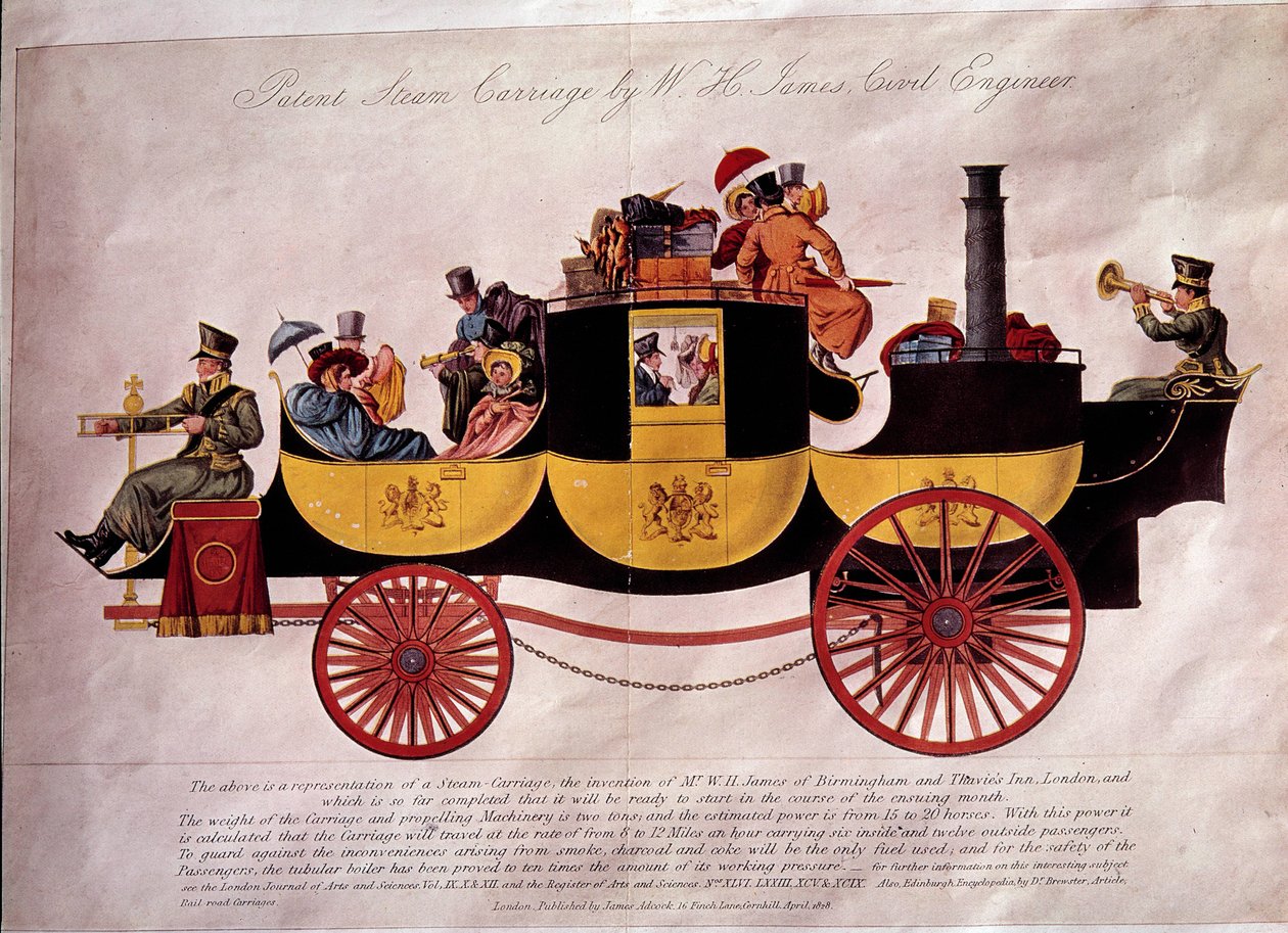Toplu taşıma: Yolcular ve bagajlarla dolu bir vapurun temsili. Mühendis W.H. James. 1828 litografisi. Dekoratif Sanatlar, Paris by Unknown artist