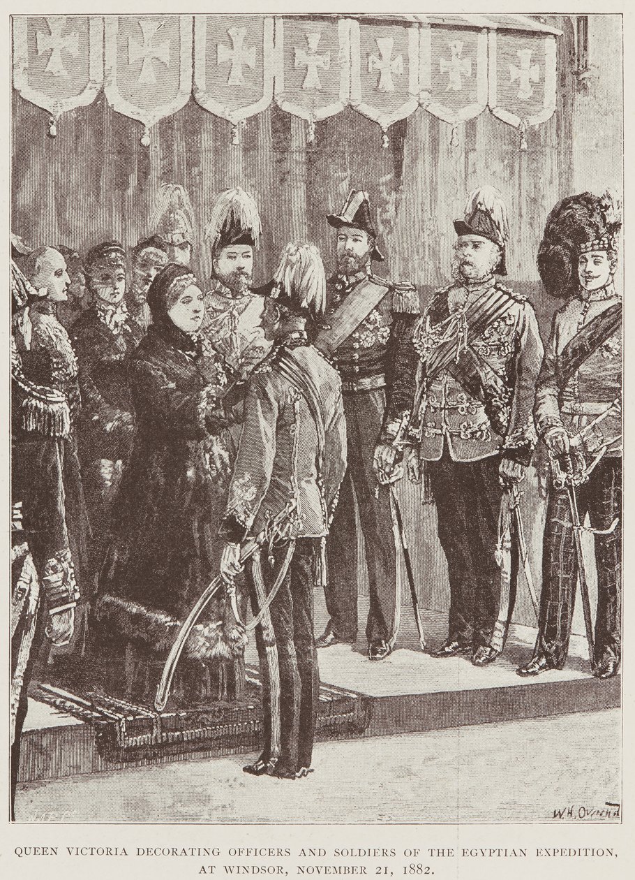 Kraliçe Victoria subayları ve askerleri süslüyor by Unknown Artist