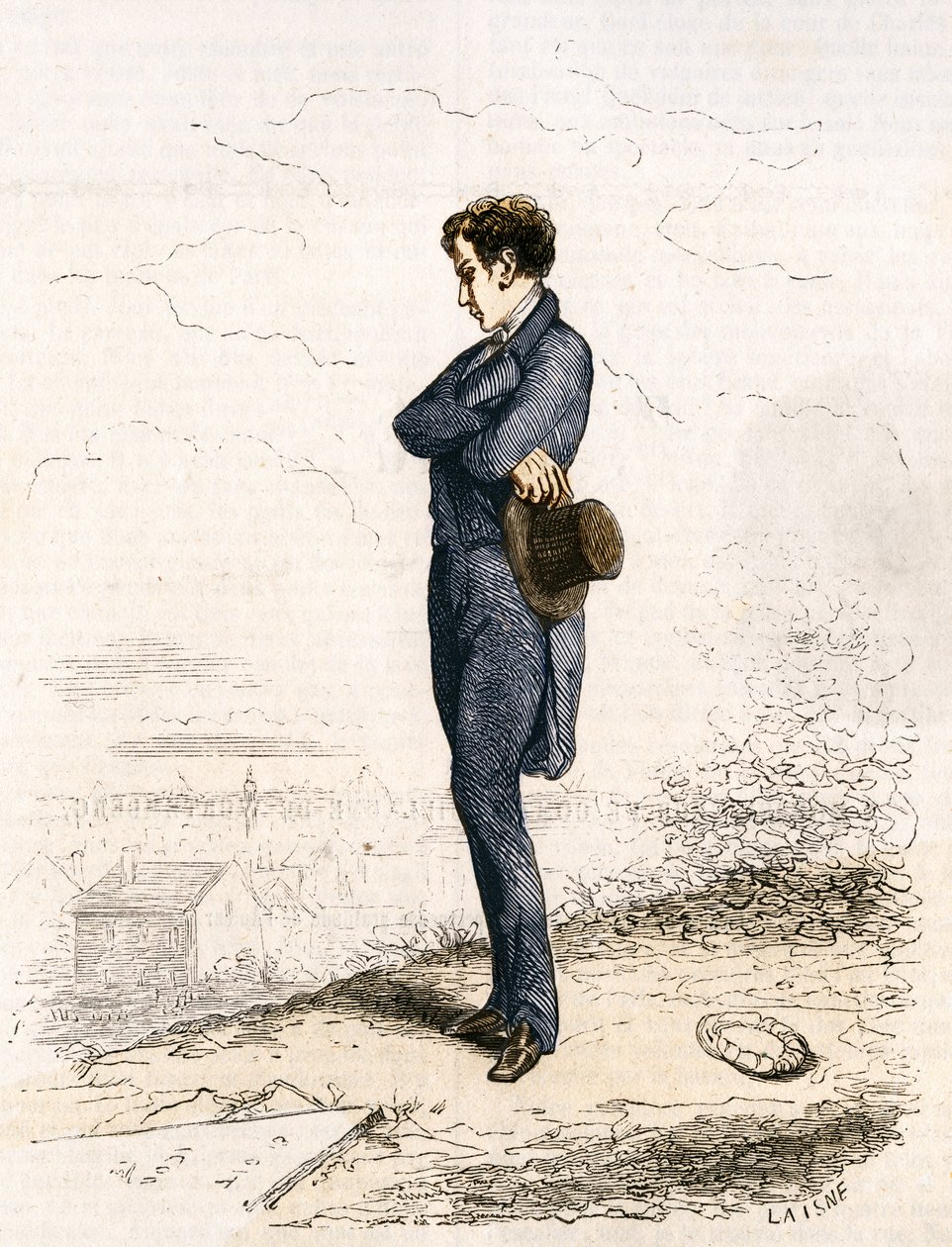 Rastignac yalnız kalır, mezarlığa birkaç adım attı... by Unknown artist