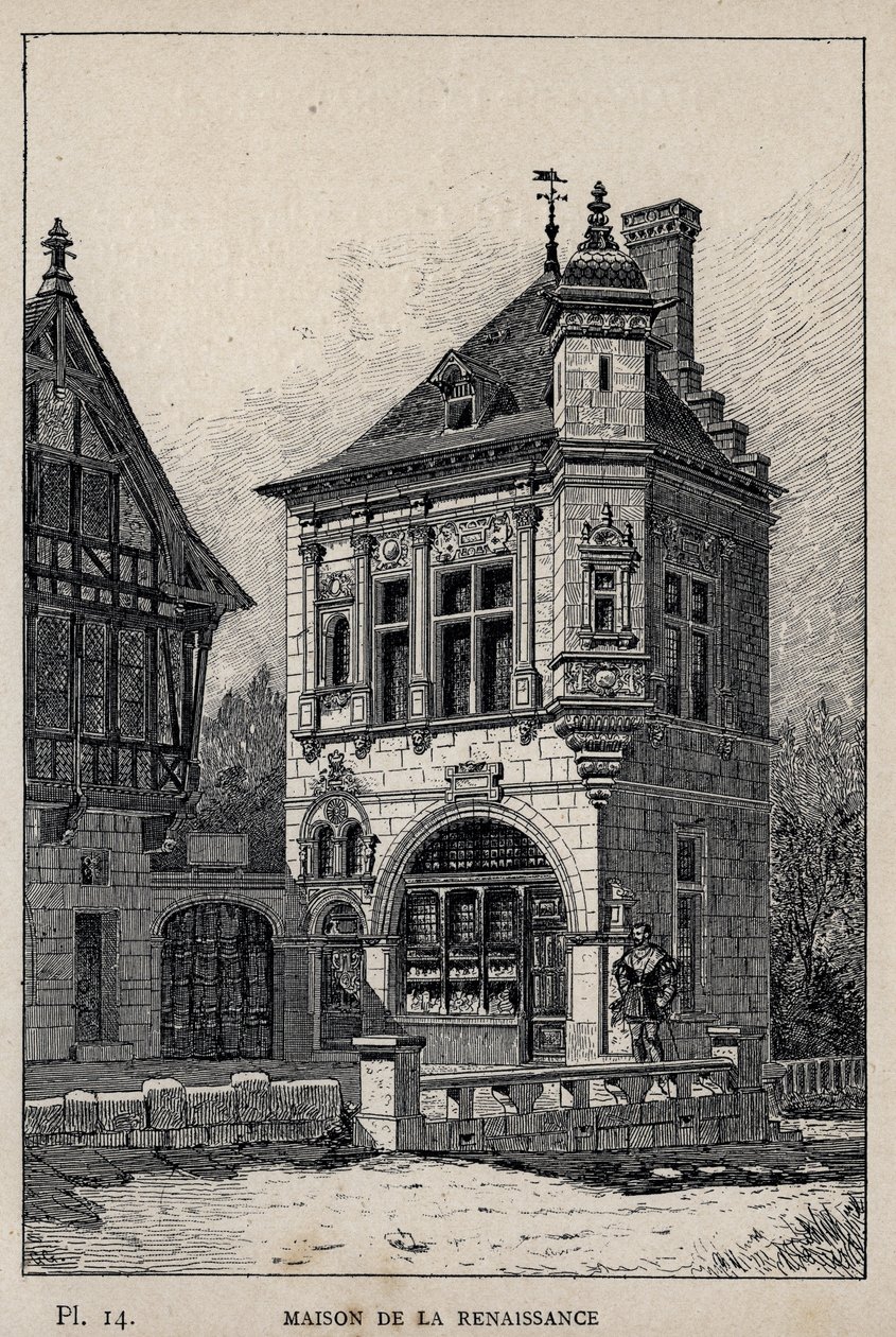 Rönesans evi - Bay Charles GARNIER tarafından “1889 Evrensel Sergisinde insan yerleşiminin tarihi”nde 1889 gravürü - Librairie centrale des beaux-arts Paris 1889 by Unknown artist