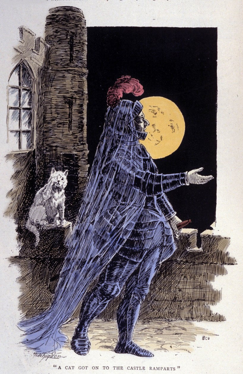 Dolunay gecesinde bir hayaletin temsili. oyulmuş 1894 by Unknown artist