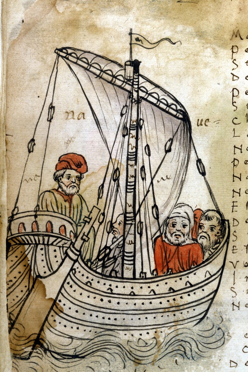 Cecco d'Ascoli'nin “L'Acerba” adlı el yazmasından sonra 14. yüzyılda bir geminin temsili. by Unknown artist
