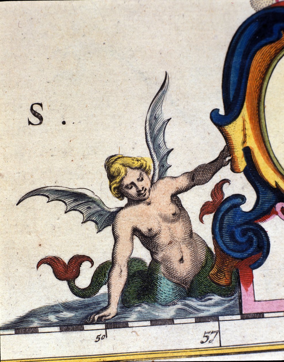 Bir siren ailesinin temsili. “Atlas novus” detayı 1642 by Unknown artist