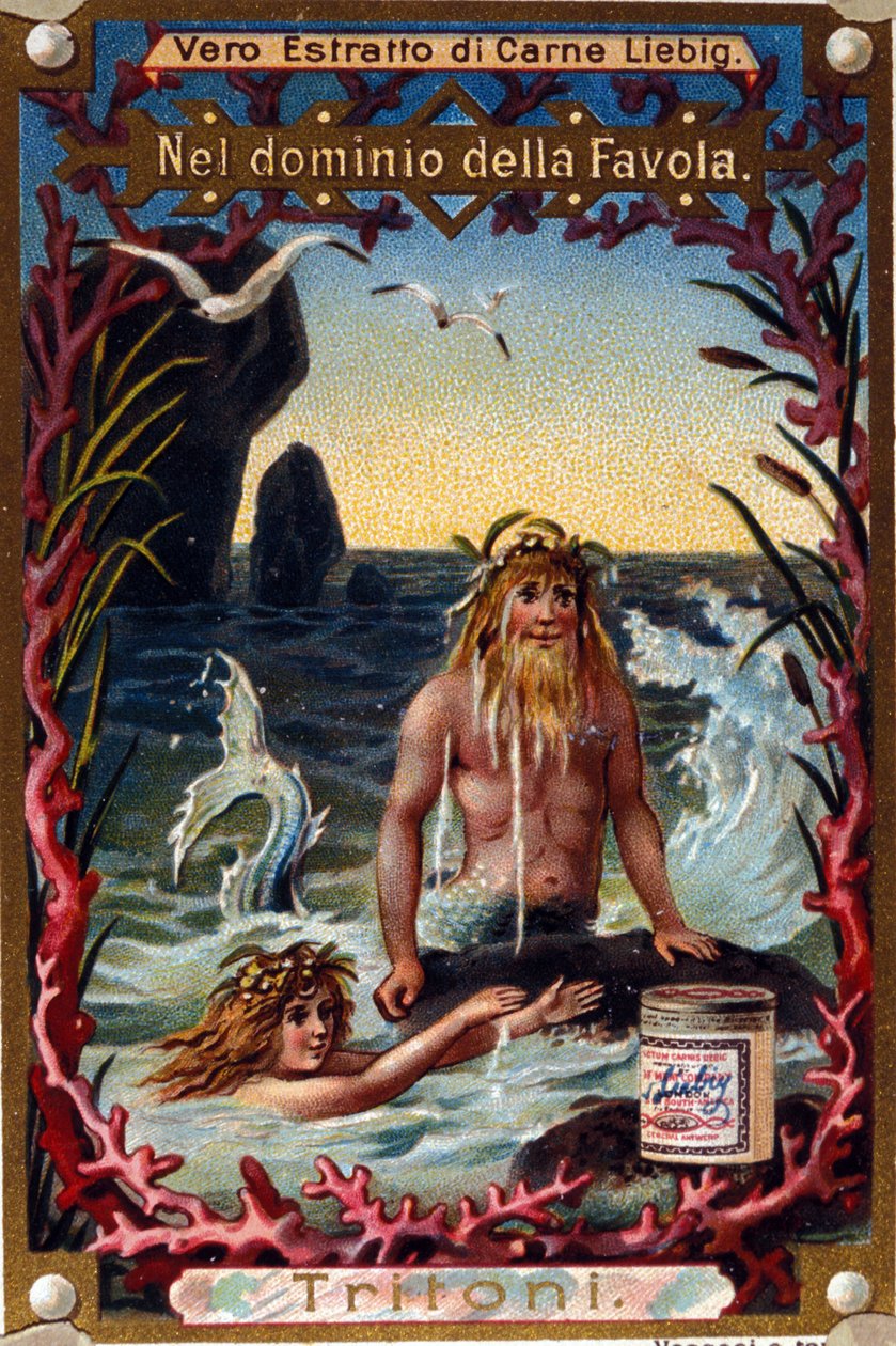 Yenilerin temsili, efsanevi yaratıklar mi man mi balık. 19. yüzyılın kromolitografı by Unknown artist