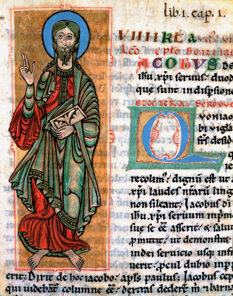 Havari Aziz James Binbaşı Minyatürünün temsili “Codex Calixtinus”tan (Aziz James Kitabı), yaklaşık 1140. Fol. 4. Santiago de Compostela Katedrali (Santiago de Compostela), İspanya Arşivleri by Unknown artist
