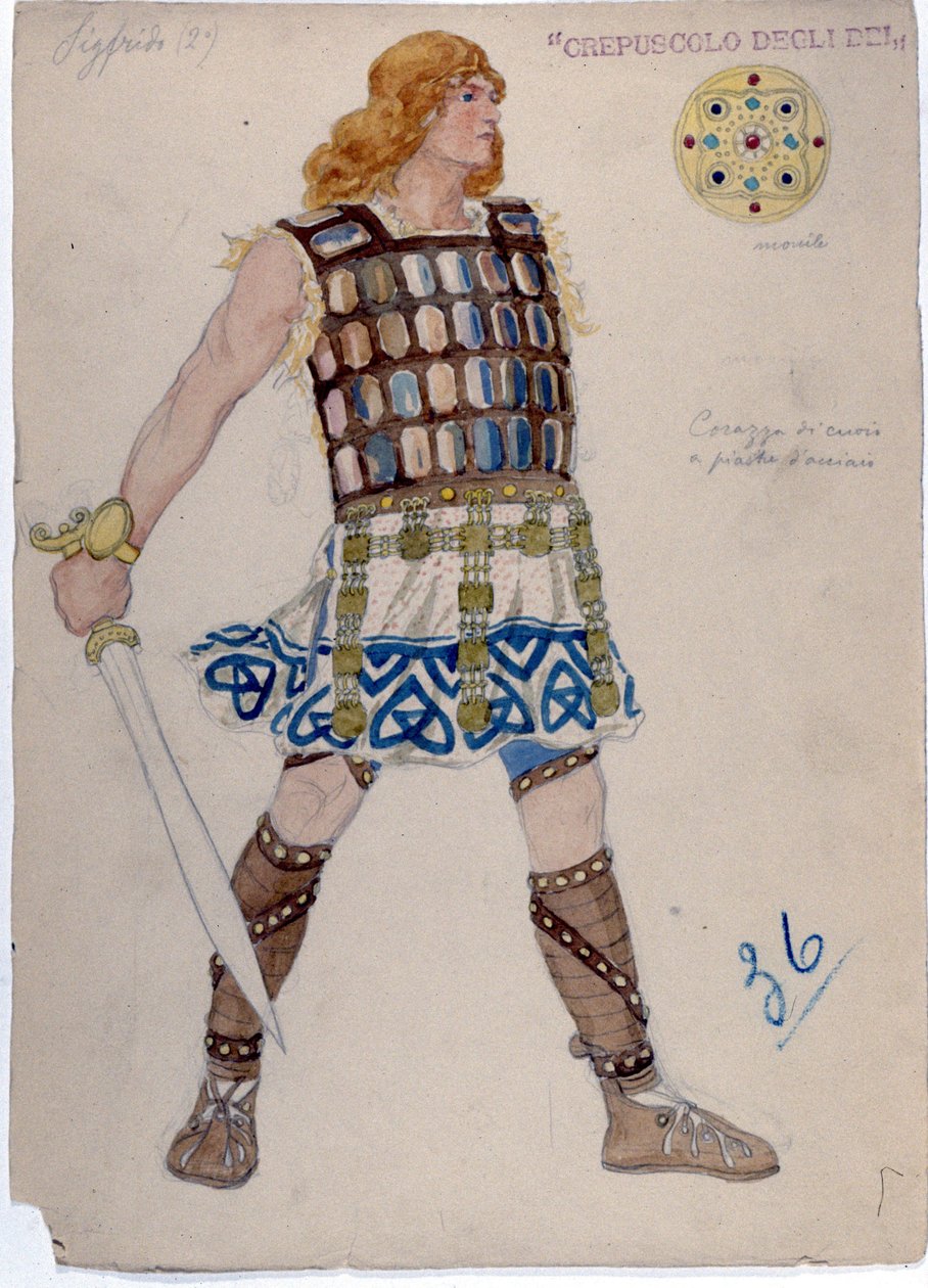 “Tanrıların Alacakaranlığı”” için “” Siegfried” karakterinin temsili. “Der ring des Nibelungen” by Unknown artist