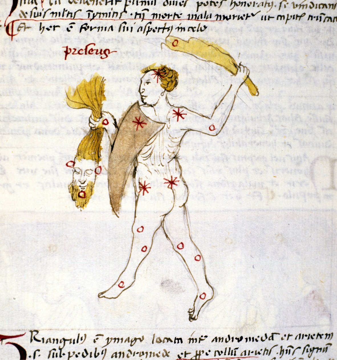 Bouvier (Botes) takımyıldızının temsili Avcı Botes, Berenices'in saçını elinde tutar. Biasino da Parma (Blaise de Parma) (1425-1457) tarafından "Astronomica" dan minyatür by Unknown artist