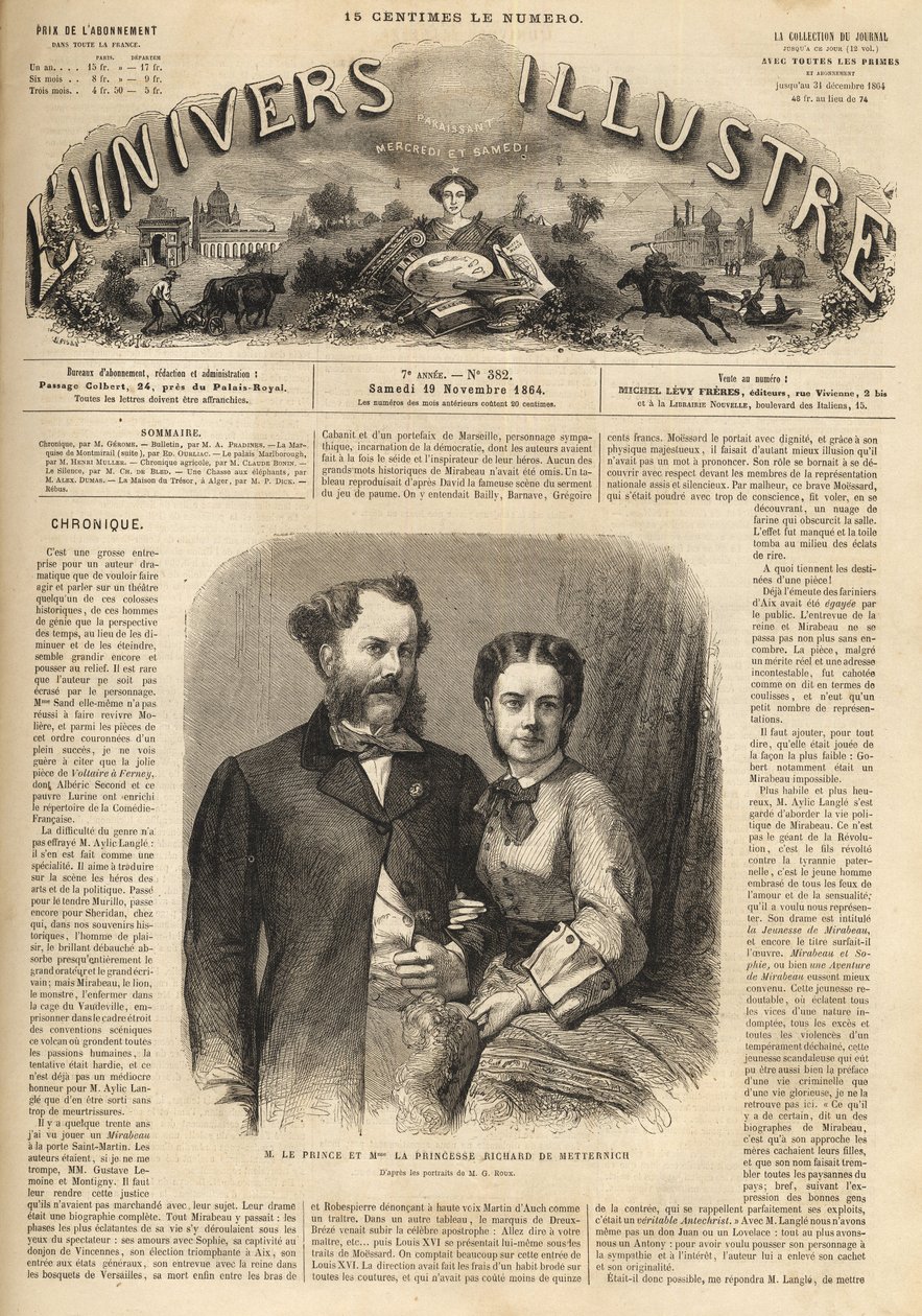 Richard Klemens von Metternich (1829-1895) ve Pauline Metternich (Pauline Clementine Marie Walburge, Kontes Sandor von Szlavnicza - Metternich-Winneburg zu Beilstein Prensesi) (1836-1921) - 1864
