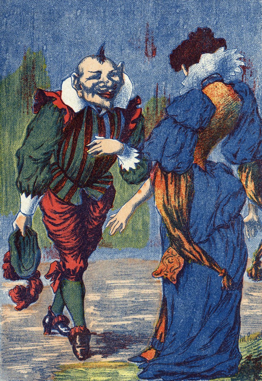 Riquet kendini tekrar prensese sunar. “Riquet a la houppe” için illüstrasyon, Fransız yazar Charles Perrault
