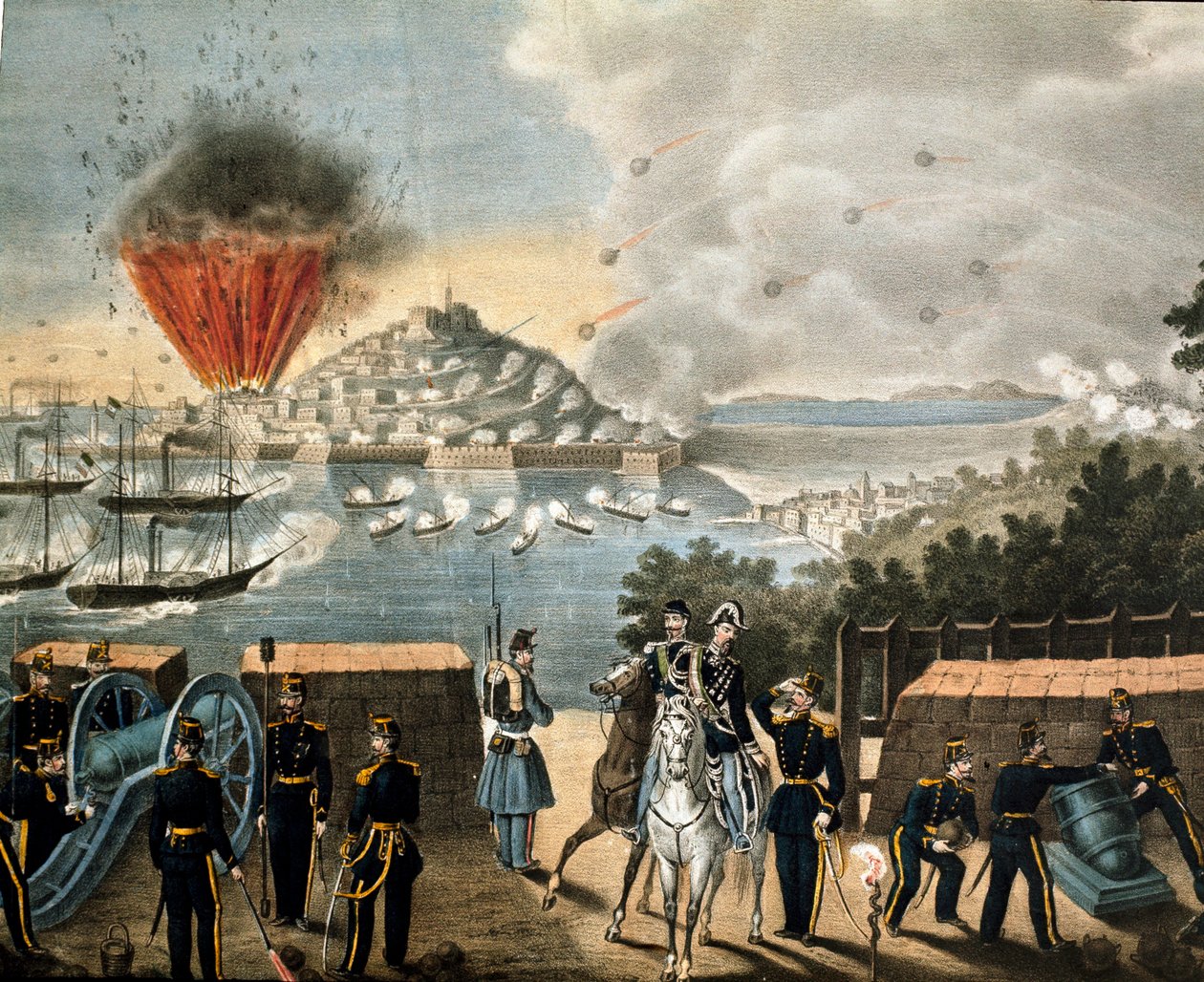 Risorgimento - Giuseppe Garibaldi (1807-1887) tarafından yazılan Bin veya Kırmızı Gömleklilerin Seferi - Gaete Kuşatması, İtalya by Unknown artist