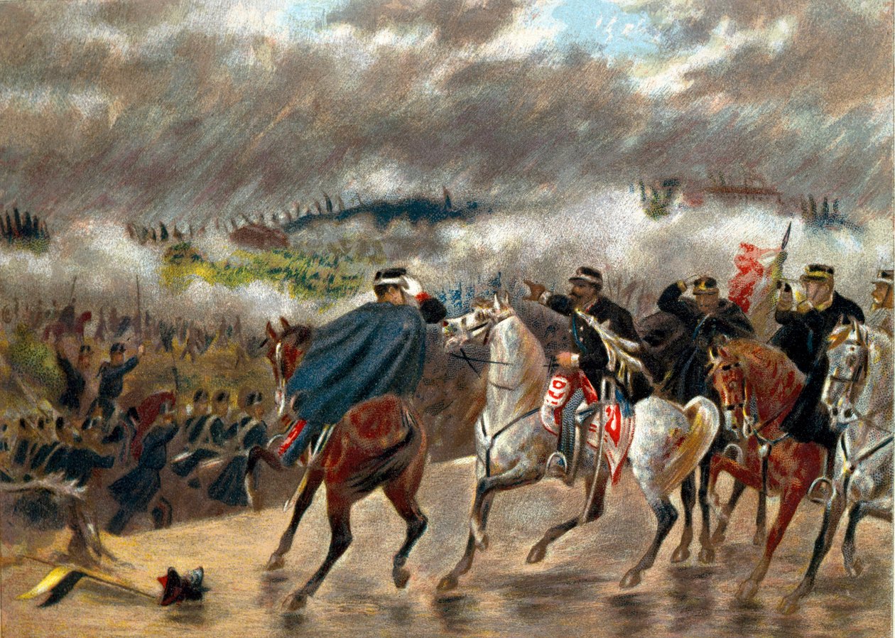 Risorgimento - İtalyan Kampanyası (1859): Victor Emmanuel II (Vittorio Emanuele II) (Victor-Emmanuel) (1820-1878) San Martino Savaşı sırasında 24/06/1859