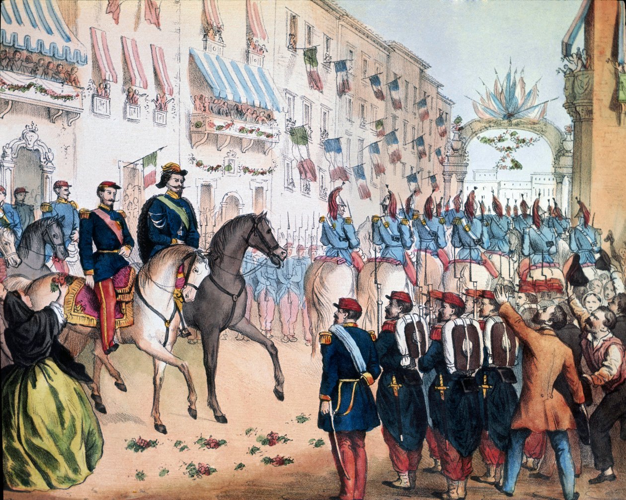 Risorgimento: “” İtalya Kralı II. Victor Emmanuel (Victor-Emmanuel veya Vittorio Emanuele) ve Fransız İmparatoru III. Napolyon