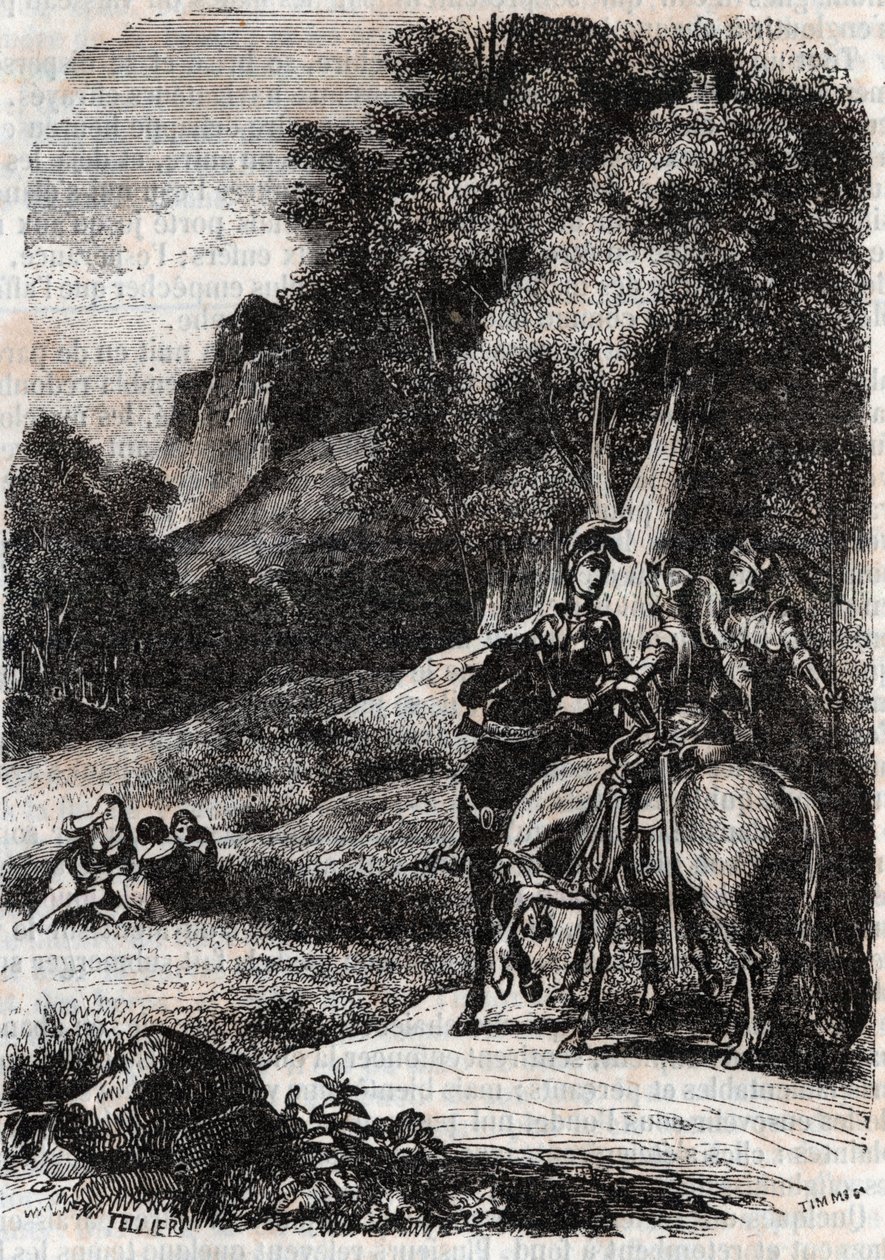 Roger (Ruggero, Ruggiero), Marphise (Marfisa) ve üç kadın - 1851