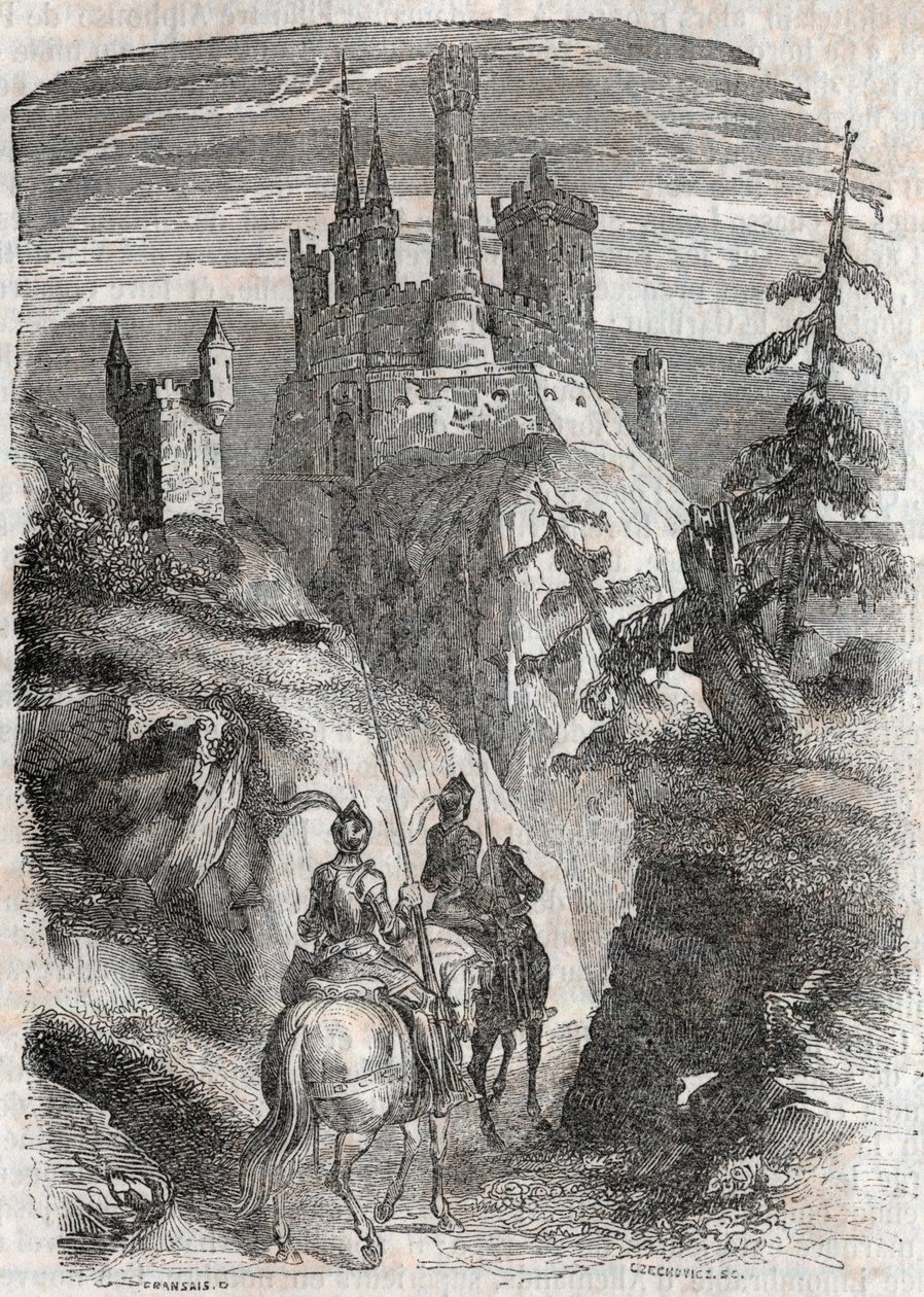 Roger (Ruggero, Ruggiero) ve Richardet, Aigremont kalesini görüyorlar - 1851