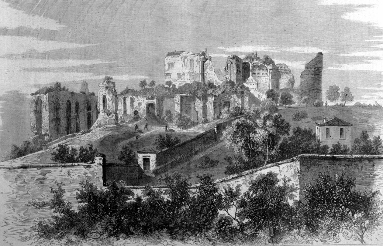 Roma, Palatine Dağı manzarası ve Cesars sarayının kalıntıları. by Unknown artist