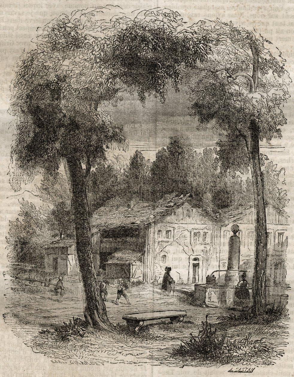 Rousseau a Motiers (Neuchâtel Kantonu) - Jean-Jacques (Jean Jacques) Rousseau (1712-1778) tarafından “” İtiraflar” için illüstrasyon - 1849 gravürü by Unknown artist